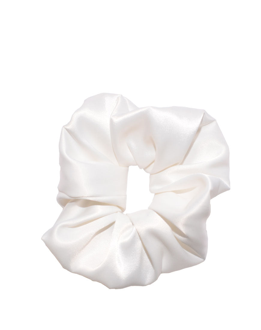 SCRUNCHIE SATIN GLOSSY WHITE